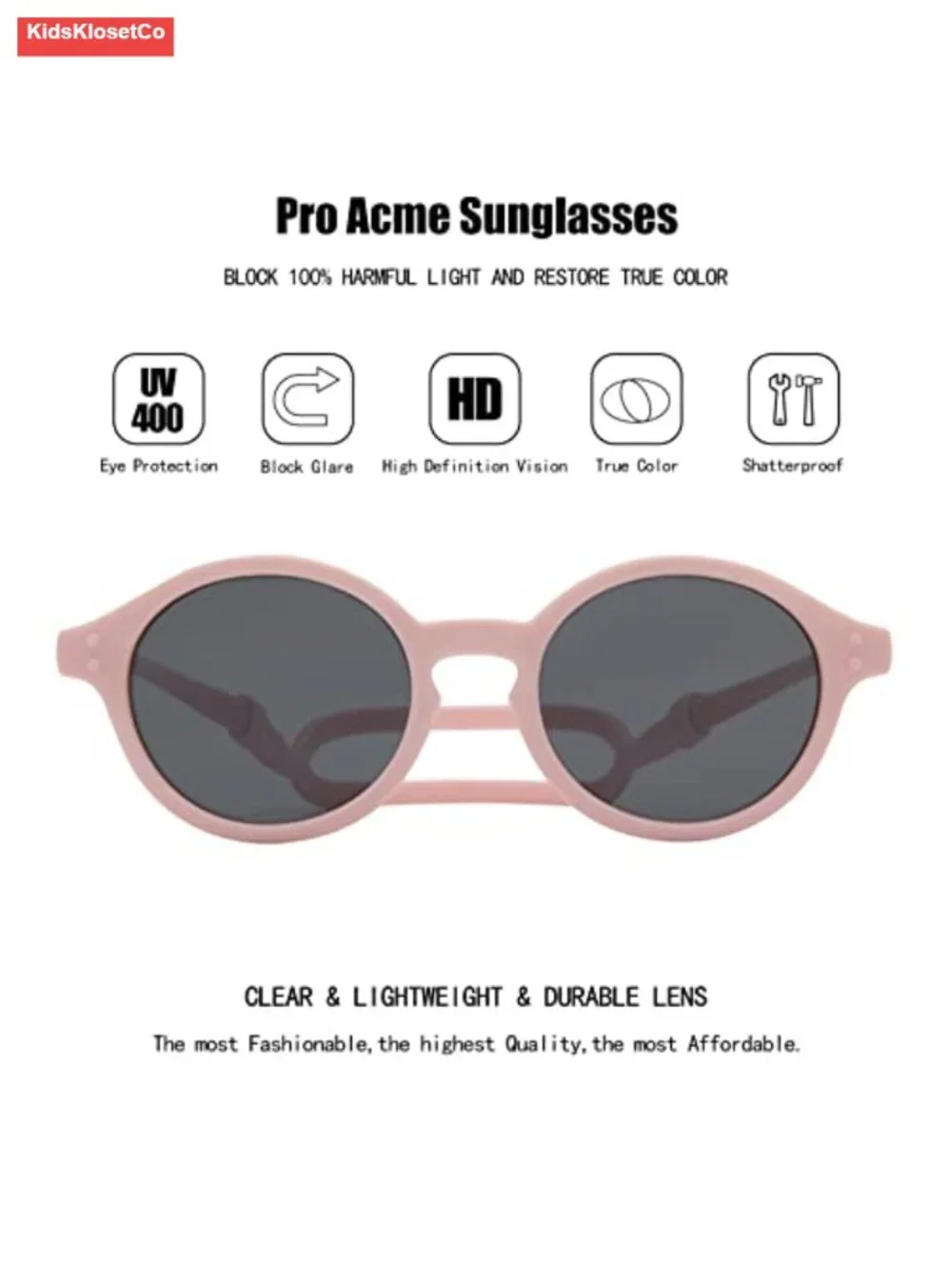 Polarized Baby Sunglasses with TPEE Strap, UV400 Protection, Flexible Rubber,